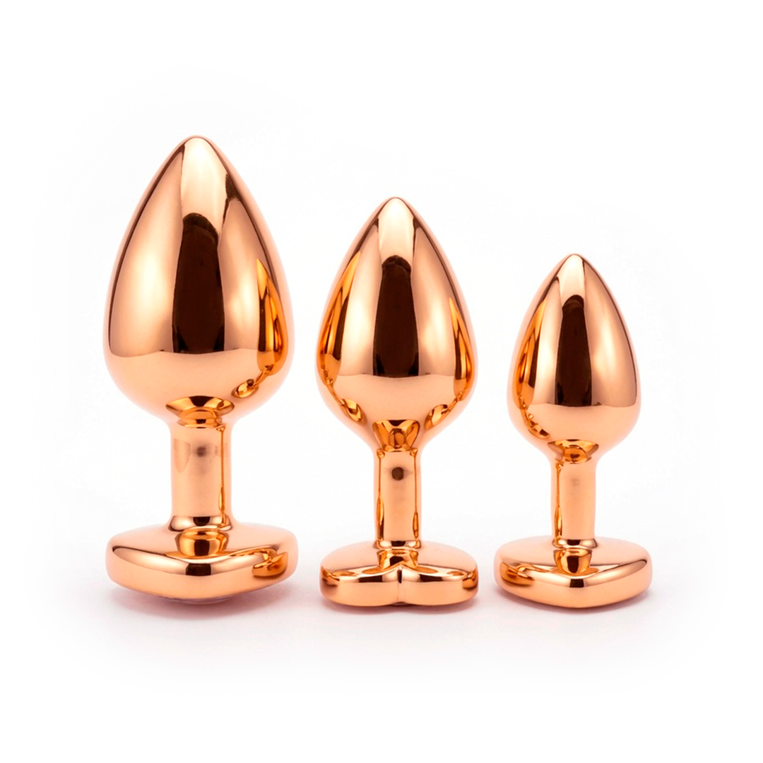 Plug anal - Oro rosa corazón con joya