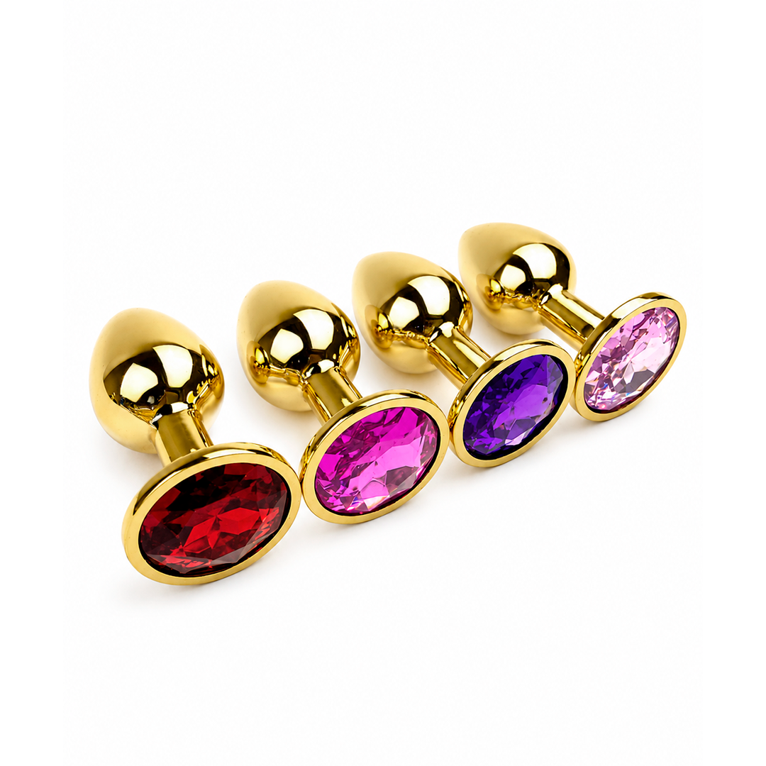 Plug anal dorado con joya